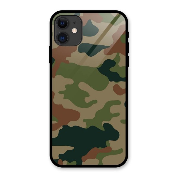 Army Camouflage Glass Back Case for iPhone 11