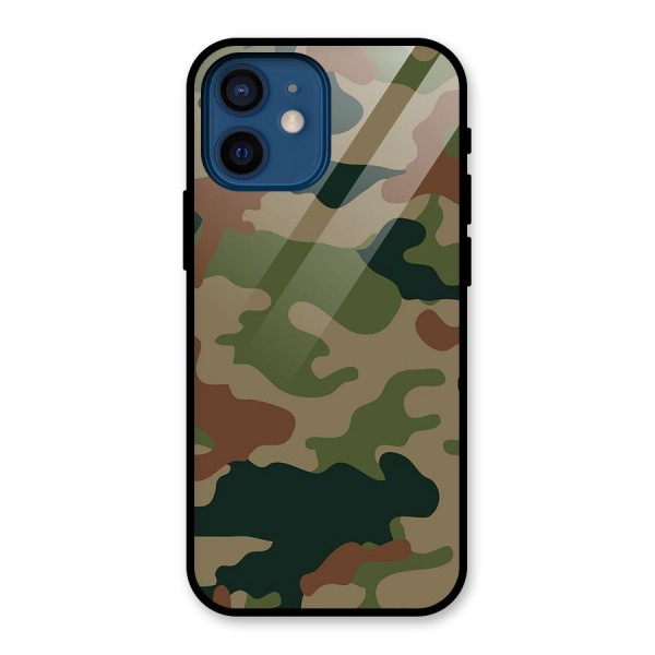 Army Camouflage Glass Back Case for iPhone 12 Mini