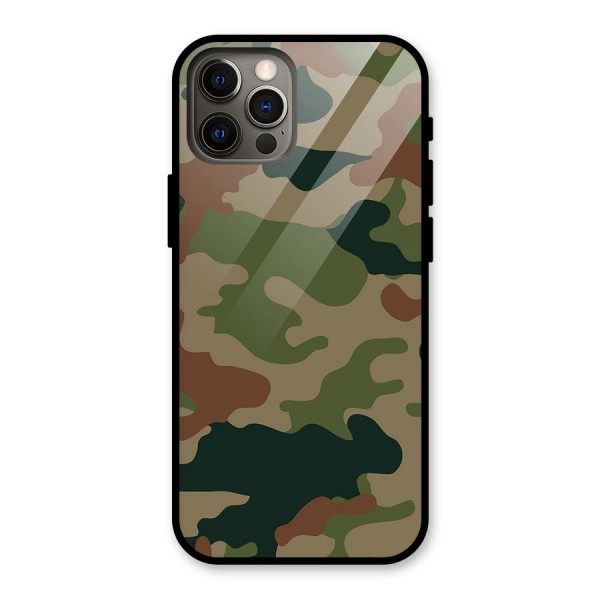 Army Camouflage Glass Back Case for iPhone 12 Pro