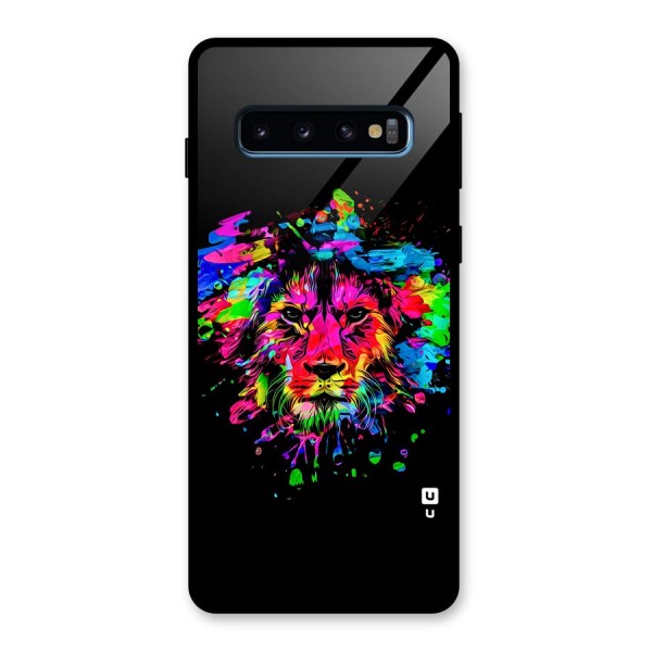 Artistic Lion Art Splash Glass Back Case for Galaxy S10