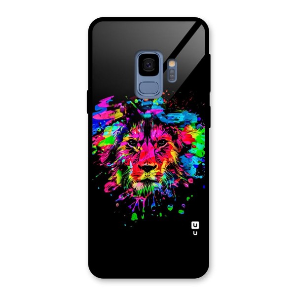 Artistic Lion Art Splash Glass Back Case for Galaxy S9