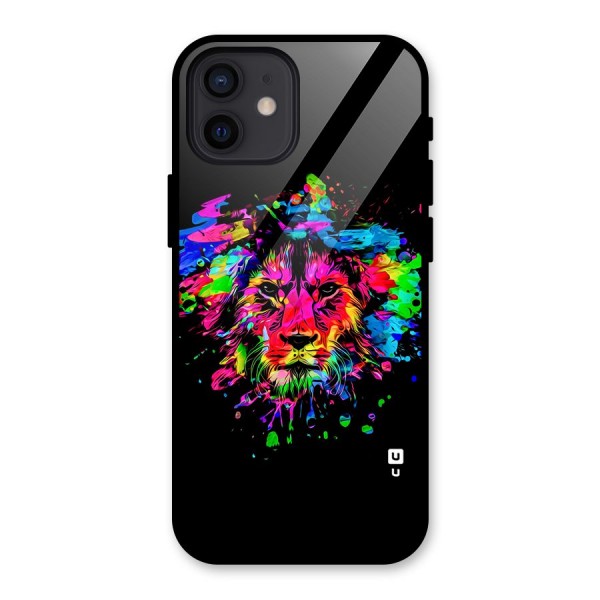 Artistic Lion Art Splash Glass Back Case for iPhone 12