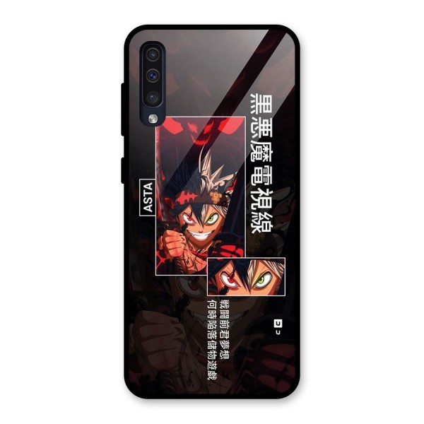 Asta Black Clover Glass Back Case for Galaxy A50s