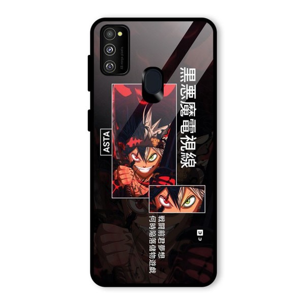 Asta Black Clover Glass Back Case for Galaxy M30s