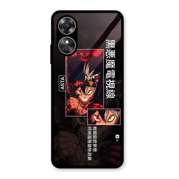 Asta Black Clover Glass Back Case for Oppo A17