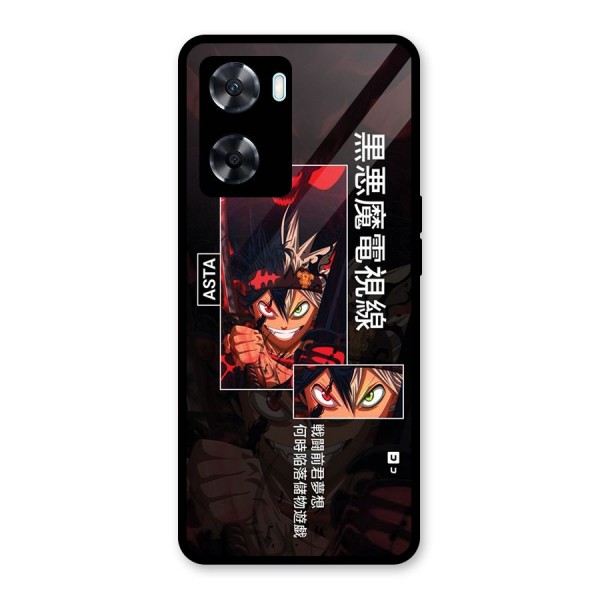 Asta Black Clover Glass Back Case for Oppo A77s