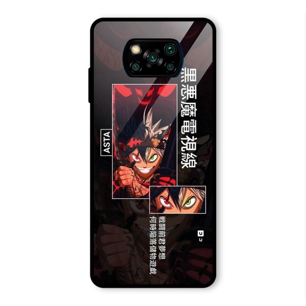 Asta Black Clover Glass Back Case for Poco X3 Pro