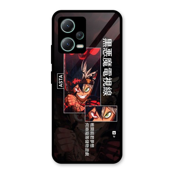 Asta Black Clover Glass Back Case for Poco X5