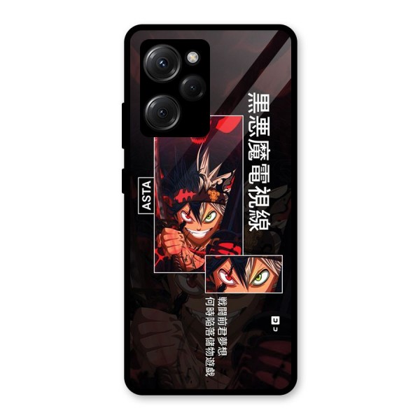 Asta Black Clover Glass Back Case for Poco X5 Pro