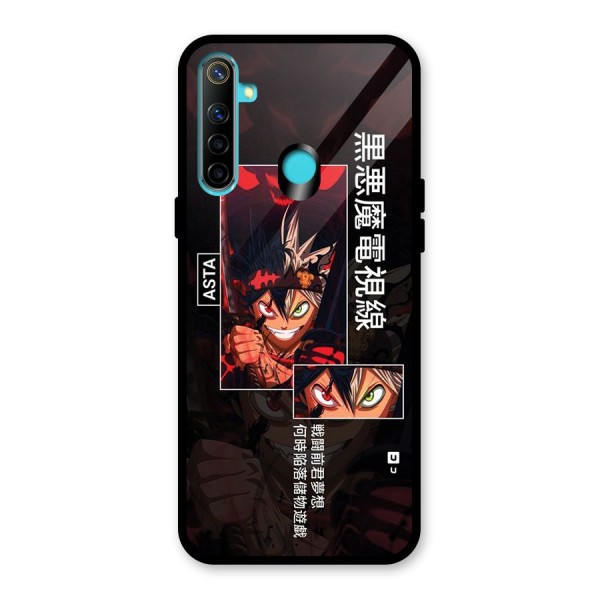 Asta Black Clover Glass Back Case for Realme 5