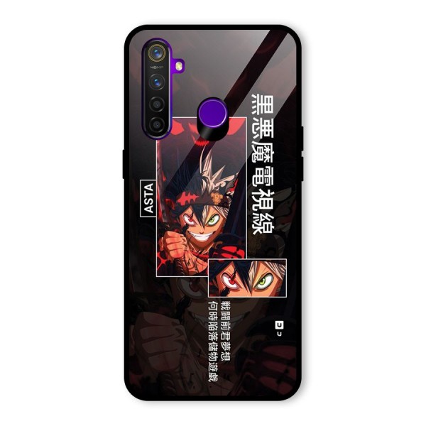 Asta Black Clover Glass Back Case for Realme 5 Pro