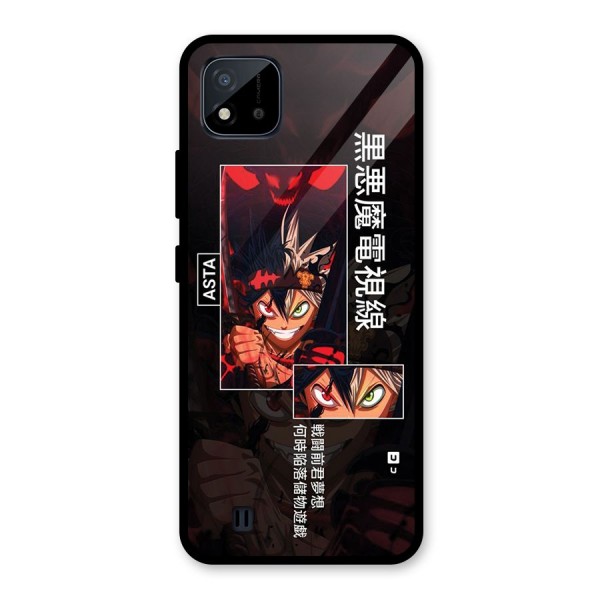 Asta Black Clover Glass Back Case for Realme C11 2021