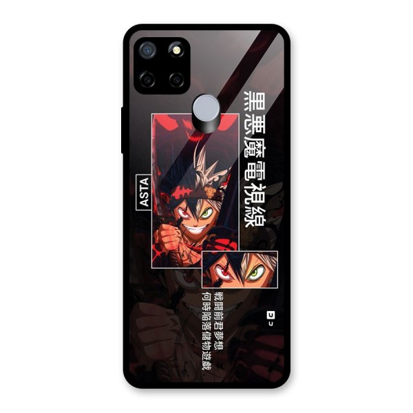 Asta Black Clover Glass Back Case for Realme C15