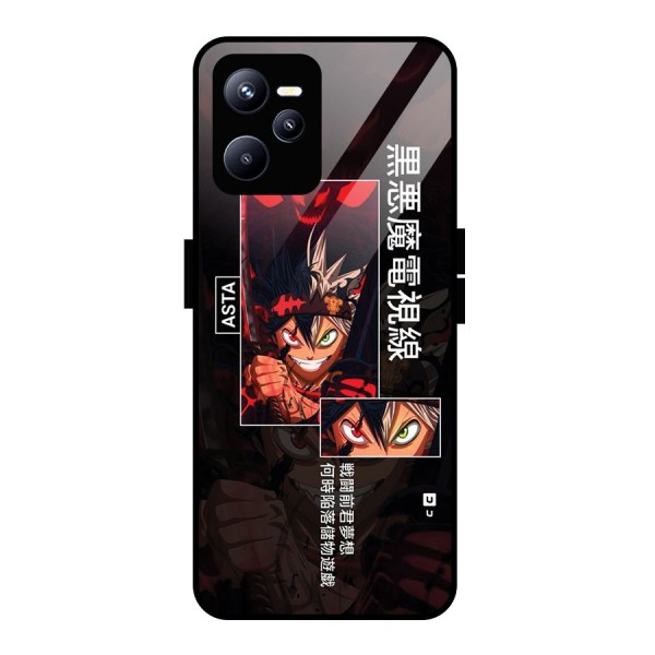 Asta Black Clover Glass Back Case for Realme C35