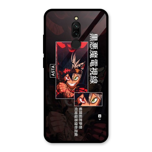 Asta Black Clover Glass Back Case for Redmi 8