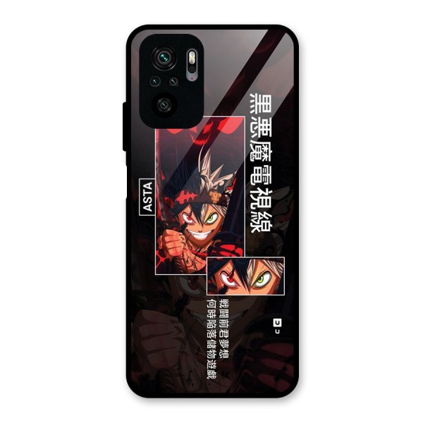 Asta Black Clover Glass Back Case for Redmi Note 10