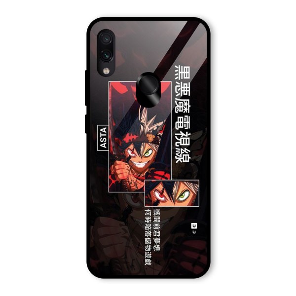 Asta Black Clover Glass Back Case for Redmi Note 7