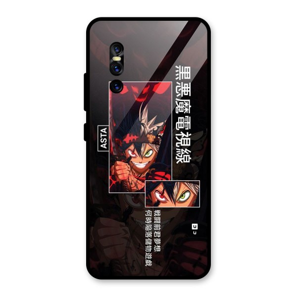 Asta Black Clover Glass Back Case for Vivo V15 Pro