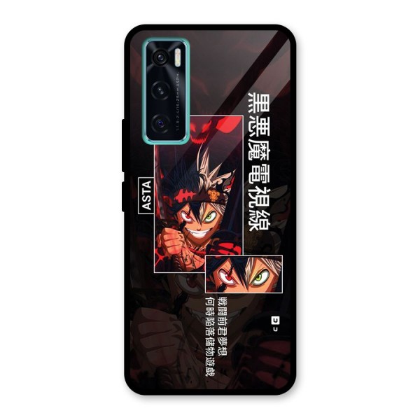 Asta Black Clover Glass Back Case for Vivo V20 SE