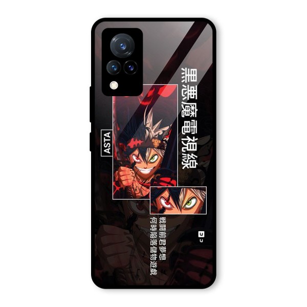 Asta Black Clover Glass Back Case for Vivo V21 5G