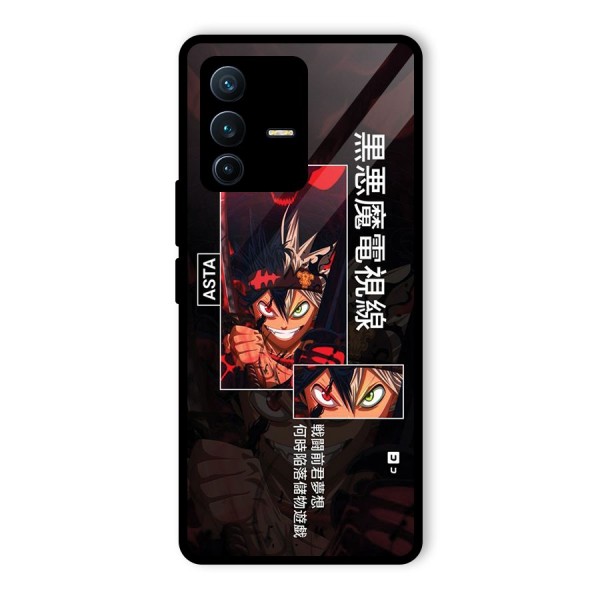 Asta Black Clover Glass Back Case for Vivo V23 Pro