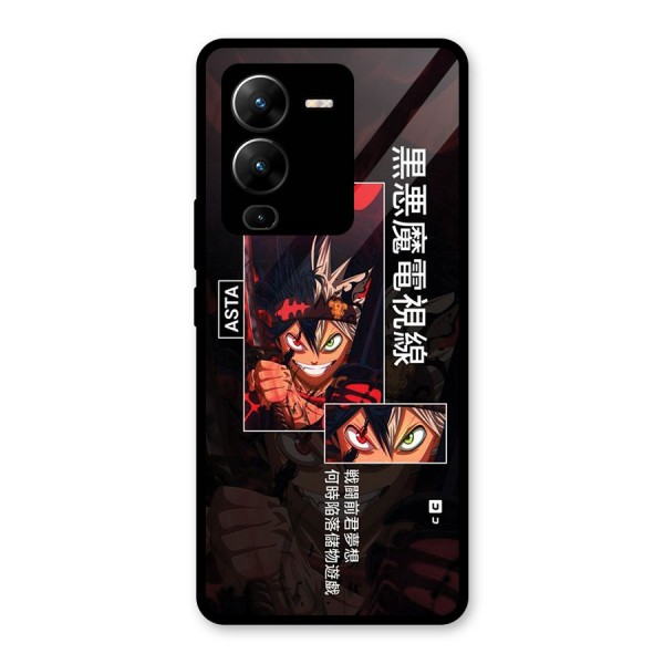 Asta Black Clover Glass Back Case for Vivo V25 Pro