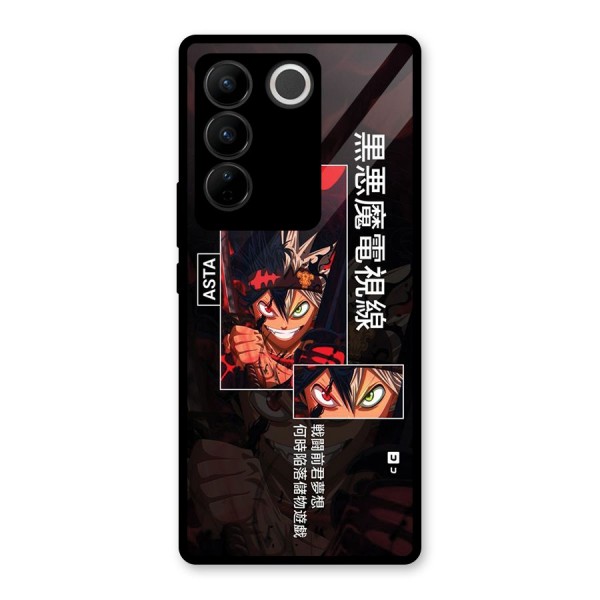 Asta Black Clover Glass Back Case for Vivo V27