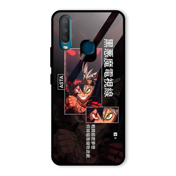 Asta Black Clover Glass Back Case for Vivo Y12