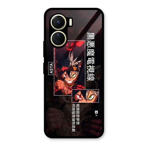 Asta Black Clover Glass Back Case for Vivo Y16