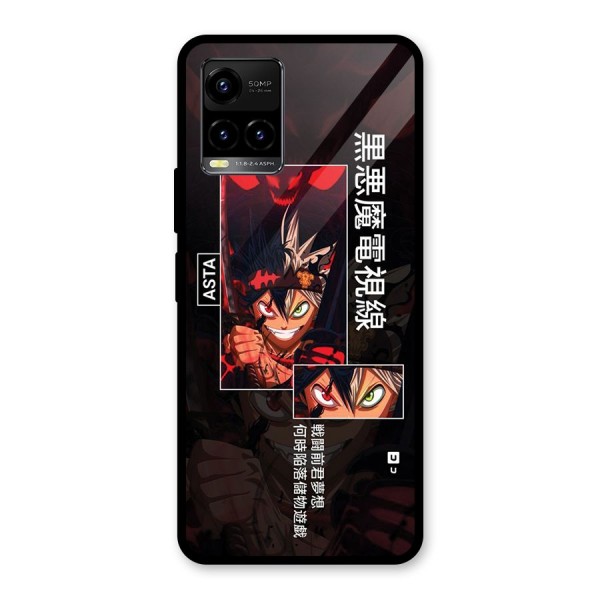 Asta Black Clover Glass Back Case for Vivo Y21A