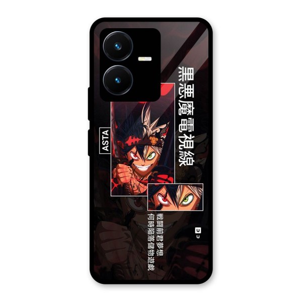 Asta Black Clover Glass Back Case for Vivo Y22