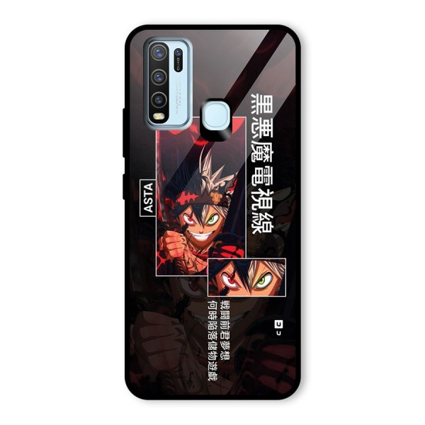 Asta Black Clover Glass Back Case for Vivo Y30