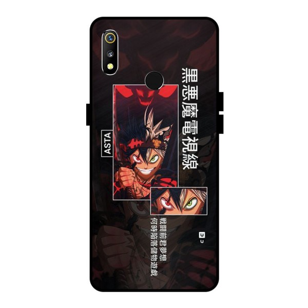 Asta Black Clover Metal Back Case for Realme 3