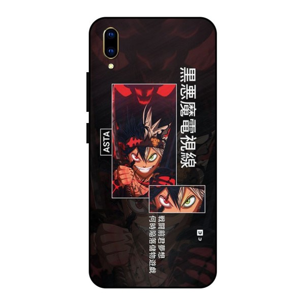 Asta Black Clover Metal Back Case for Vivo V11 Pro