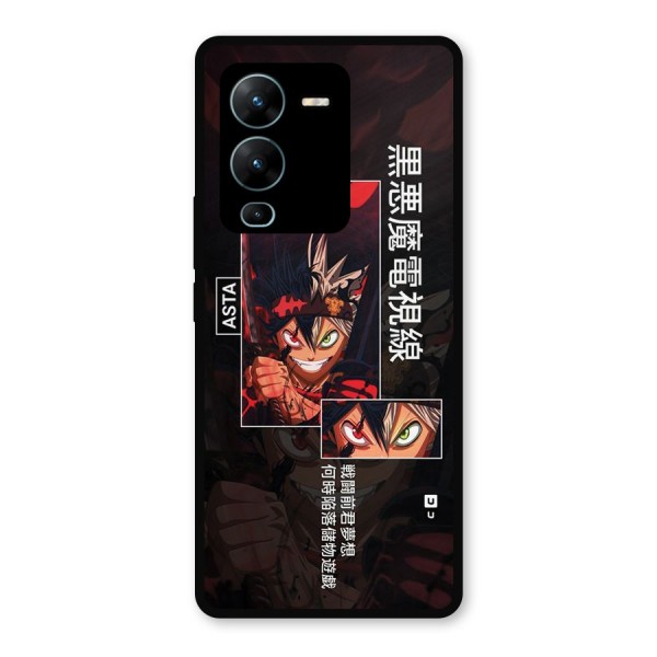 Asta Black Clover Metal Back Case for Vivo V25 Pro