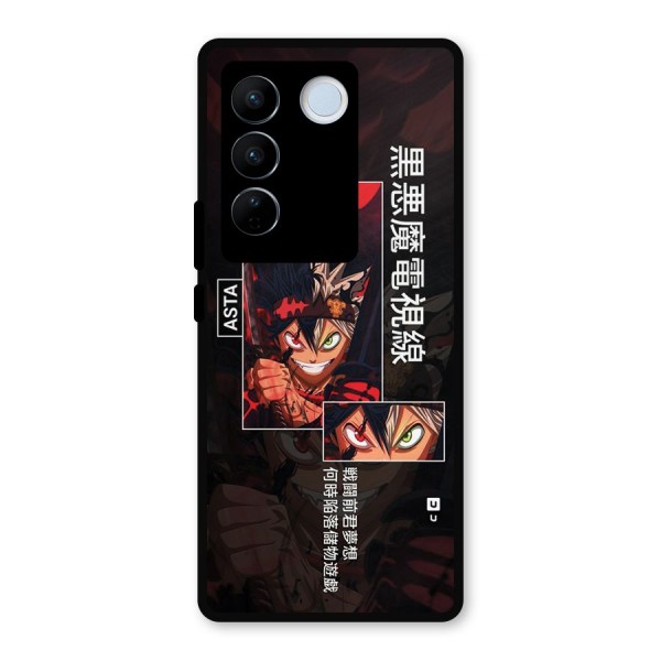 Asta Black Clover Metal Back Case for Vivo V27 Pro