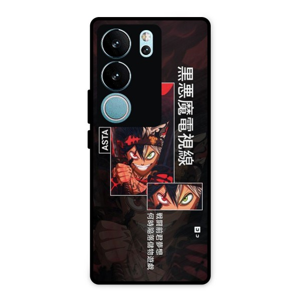 Asta Black Clover Metal Back Case for Vivo V29 Pro