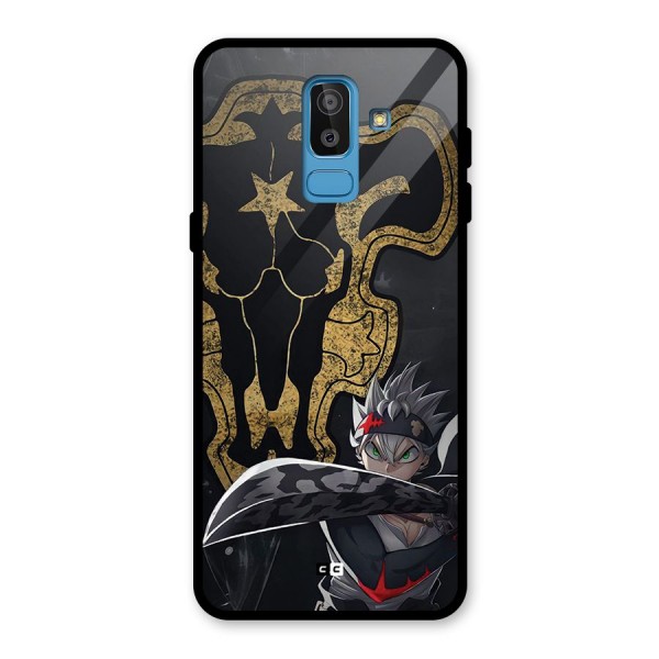 Asta With Black Bulls Glass Back Case for Galaxy J8