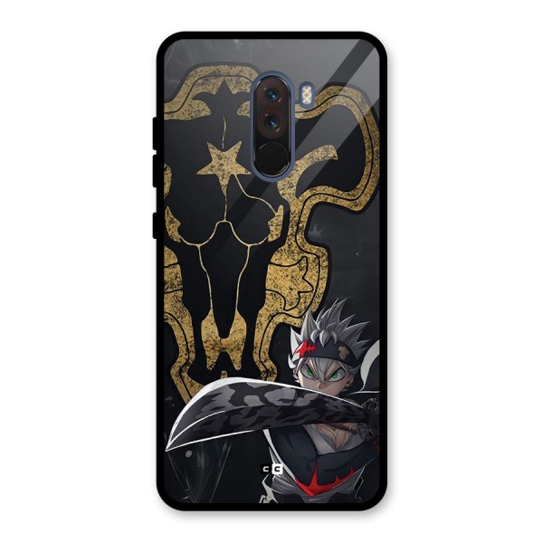 Asta With Black Bulls Glass Back Case for Poco F1