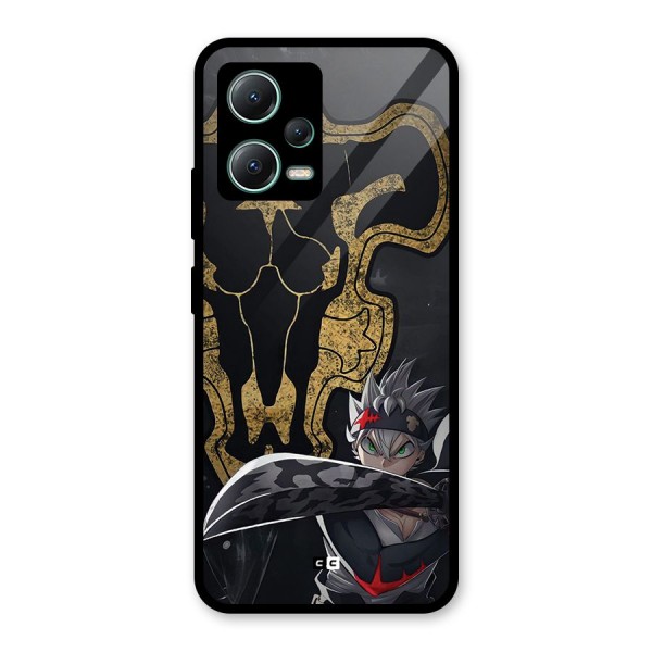 Asta With Black Bulls Glass Back Case for Poco X5