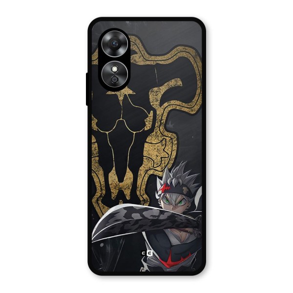 Asta With Black Bulls Metal Back Case for Oppo A17