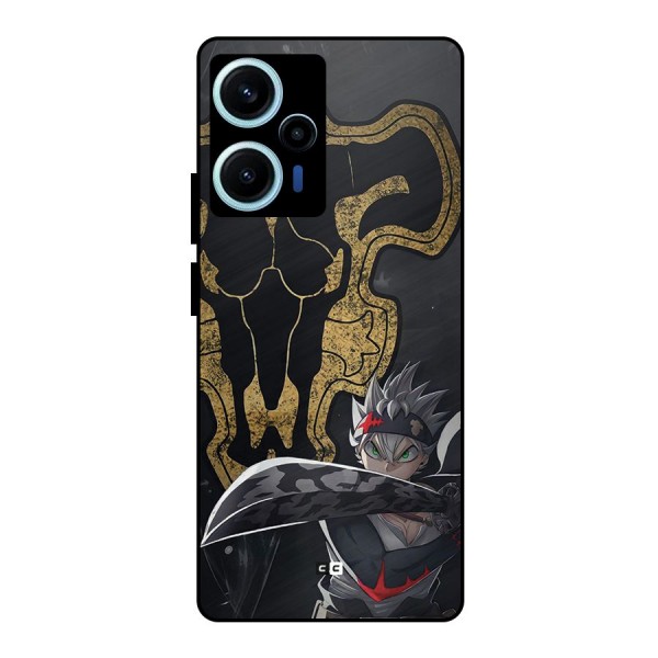 Asta With Black Bulls Metal Back Case for Poco F5