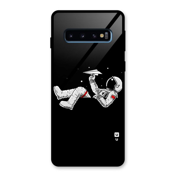 Astronaut Aeroplane Glass Back Case for Galaxy S10