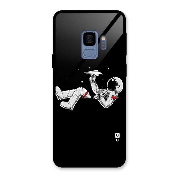 Astronaut Aeroplane Glass Back Case for Galaxy S9