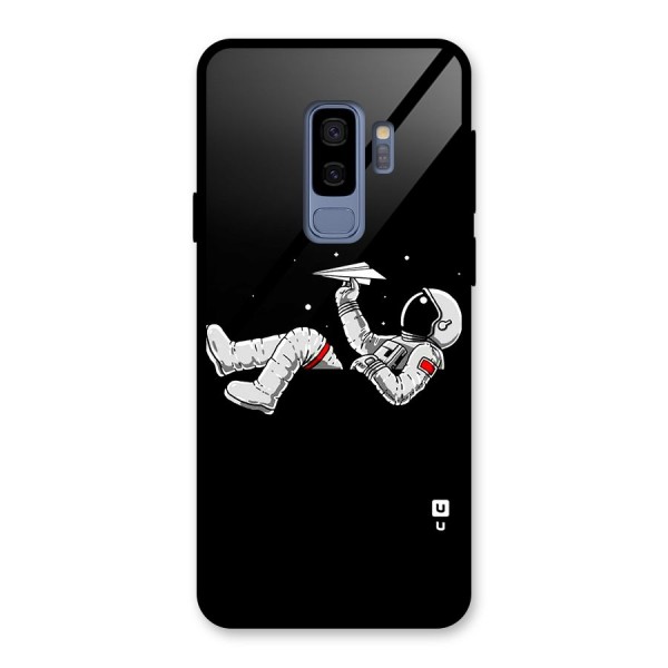 Astronaut Aeroplane Glass Back Case for Galaxy S9 Plus