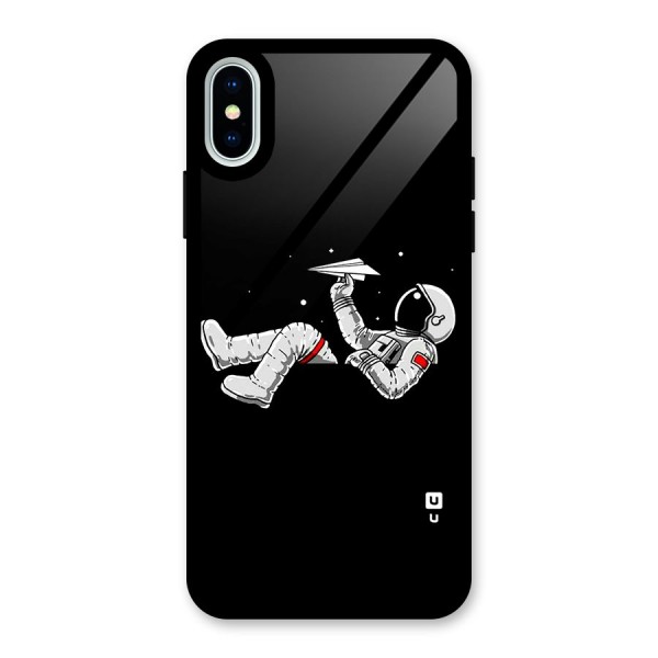 Astronaut Aeroplane Glass Back Case for iPhone X