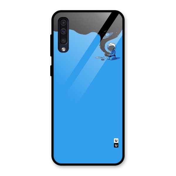 Astronaut Creativity Paint Sky Glass Back Case for Galaxy A50s