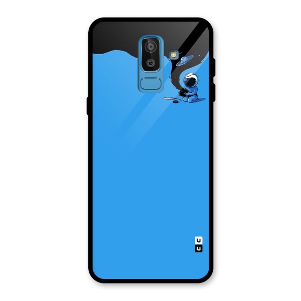 Astronaut Creativity Paint Sky Glass Back Case for Galaxy J8