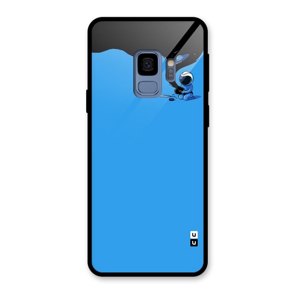 Astronaut Creativity Paint Sky Glass Back Case for Galaxy S9