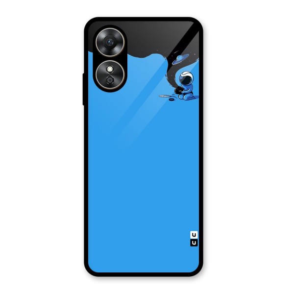 Astronaut Creativity Paint Sky Glass Back Case for Oppo A17